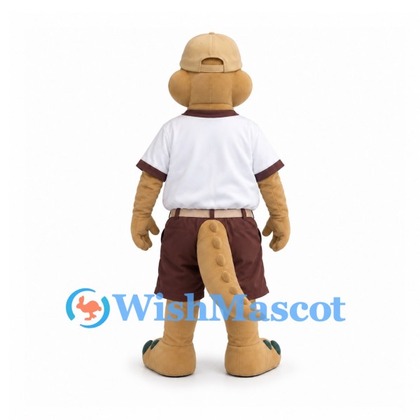 Kangaroo Mascot Costume with White Shirt and Brown Shorts