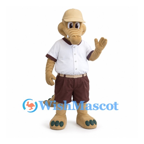 Kangaroo Mascot Costume with White Shirt and Brown Shorts