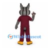 Lynx Mascot Costume with Burgundy Sports Uniform