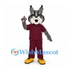 Lynx Mascot Costume with Burgundy Sports Uniform