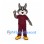 Lynx Mascot Costume with Burgundy Sports Uniform