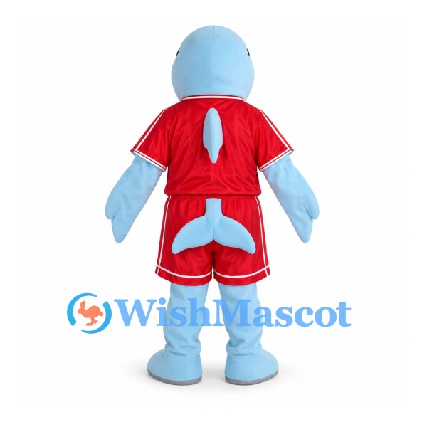Dolphin Mascot Costume with Red Sports Uniform