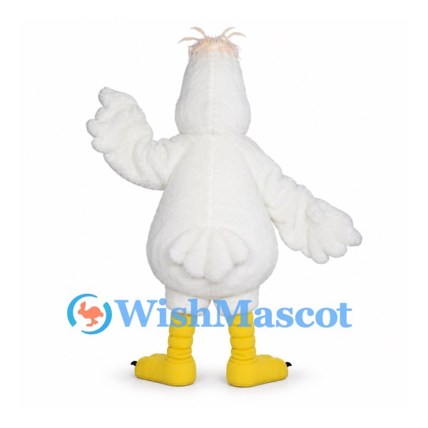 Chicken Mascot Costume in White with Yellow Feet