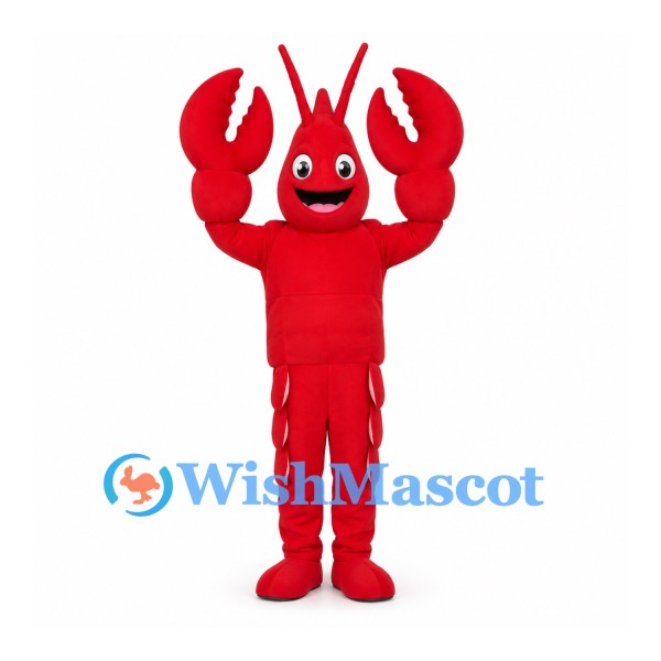 Lobster Mascot Costume in Red with Raised Claws