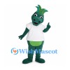 Dragon Mascot Costume in Green with White Shirt