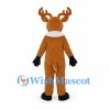 Reindeer Mascot Costume in Brown with White Belly and Antlers