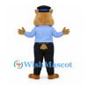 Owl Officer Mascot Costume with Blue Uniform and Cap