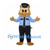 Owl Officer Mascot Costume with Blue Uniform and Cap