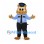 Owl Officer Mascot Costume with Blue Uniform and Cap