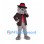 Bulldog Mascot Costume with Pinstripe Jacket and Black Hat