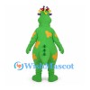 Dragon Mascot Costume in Green with Purple Belly and Yellow Spots
