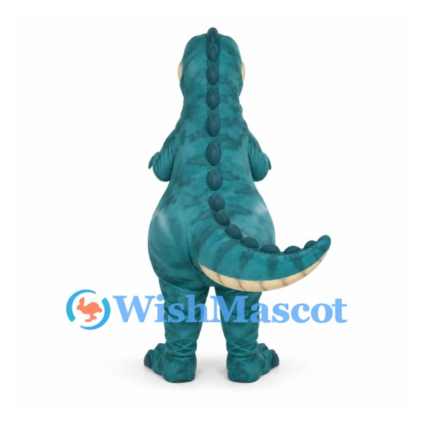 Dinosaur Mascot Costume in Teal with Cream Belly and Long Tail
