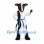 Cow Mascot Costume with White Martial Arts Uniform and Blue Belt