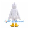 White Bird Mascot Costume with Long Yellow Beak and Layered Wings