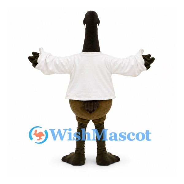 Goose Mascot Costume with White Sports Shirt and Outstretched Wings