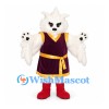 Snowy Owl Mascot Costume with Burgundy Sports Uniform