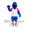 Blue Bird Mascot Costume with White Sports Shirt and Blue Shorts