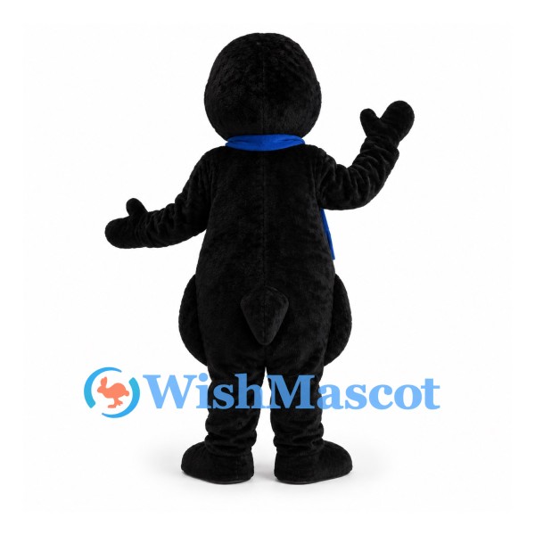 Penguin Mascot Costume with Blue Scarf and White Belly