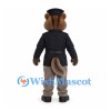 Cat Officer Mascot Costume with Black Uniform and Cap