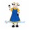 Cow Mascot Costume with Blue Dress and Yellow Shirt