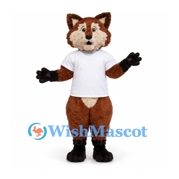 Fox Mascot Costume with White Shirt and Bushy Tail