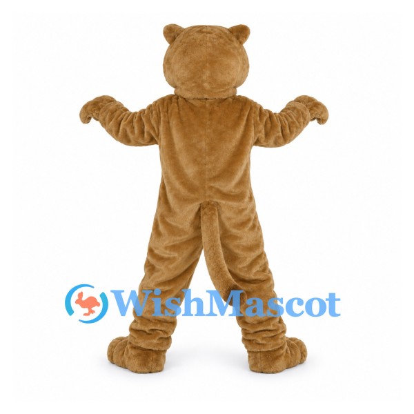 Cougar Mascot Costume in Tan with Open Mouth
