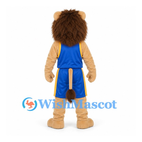 Lion Mascot Costume with Blue Basketball Uniform