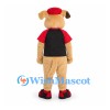 Dog Mascot Costume with Red Cap and Black Shirt