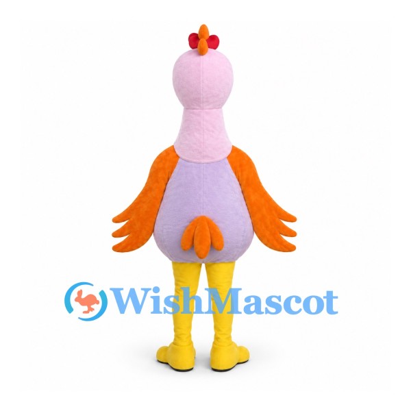 Chicken Mascot Costume in Pink with Orange Wings