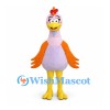 Chicken Mascot Costume in Pink with Orange Wings