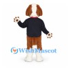 Saint Bernard Mascot Costume with Navy Sweater and Neck Barrel