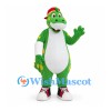 Dinosaur Mascot Costume in Green with Yellow Spots and Red Cap