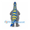 Dinosaur Mascot Costume in Gray with Blue Belly and Yellow Back Stripes