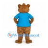 Bear Mascot Costume with Blue Patch Pocket Shirt