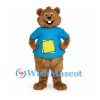 Bear Mascot Costume with Blue Patch Pocket Shirt