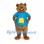 Bear Mascot Costume with Blue Patch Pocket Shirt