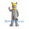 Rabbit Builder Mascot Costume with Yellow Hard Hat and Scarf