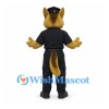 German Shepherd Officer Mascot Costume with Black Uniform and Cap