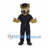 German Shepherd Officer Mascot Costume with Black Uniform and Cap