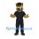 German Shepherd Officer Mascot Costume with Black Uniform and Cap