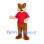 Fox Mascot Costume with Red Shirt and Cream Tipped Tail