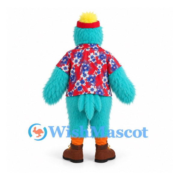 Parrot Mascot Costume in Turquoise with Tropical Shirt and Sunglasses