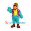 Parrot Mascot Costume in Turquoise with Tropical Shirt and Sunglasses