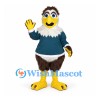 Eagle Mascot Costume with Teal Sweater and Brown Body