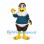 Eagle Mascot Costume with Teal Sweater and Brown Body