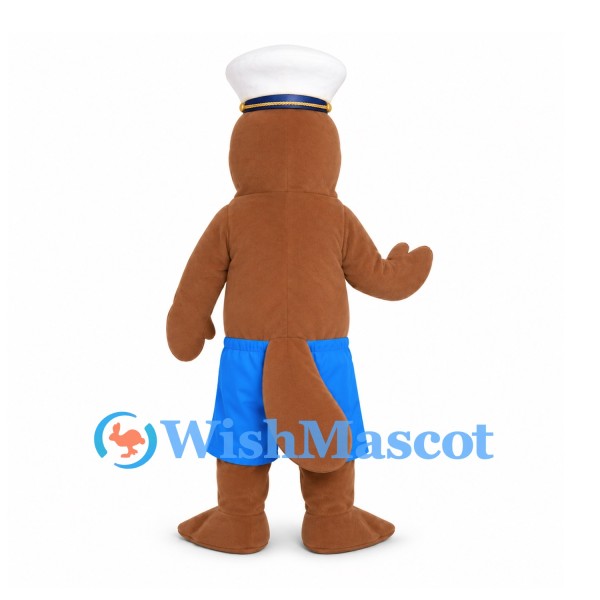 Platypus Mascot Costume with Blue Shorts and Sailor Cap