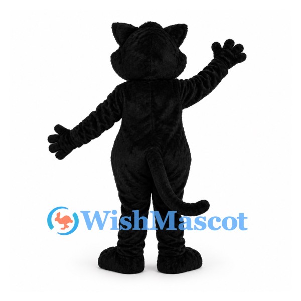 Cat Mascot Costume in Black with White Belly and Pink Nose