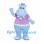 Hippo Mascot Costume in Pale Blue with Purple Shirt and Hair Bow
