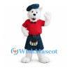Polar Bear Mascot Costume with Red Shirt and Blue Tartan Kilt