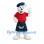 Polar Bear Mascot Costume with Red Shirt and Blue Tartan Kilt